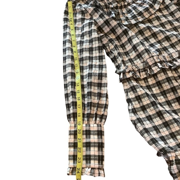 GANNI Channa Ruffled Plaid High-Neck Mini Dress | Size 6-8 - Picture 9 of 10